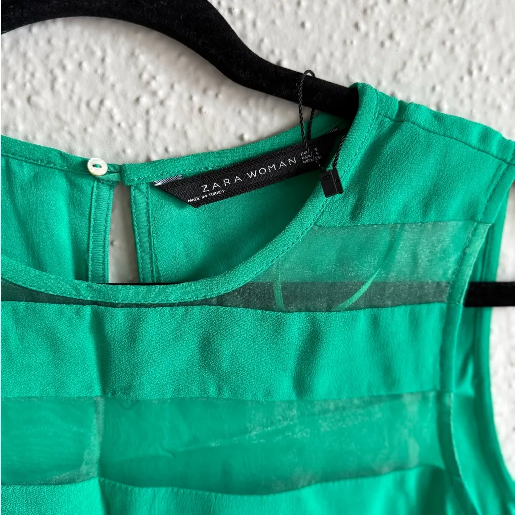 Zara Vibrant Green Tank Top Size S - Image 2