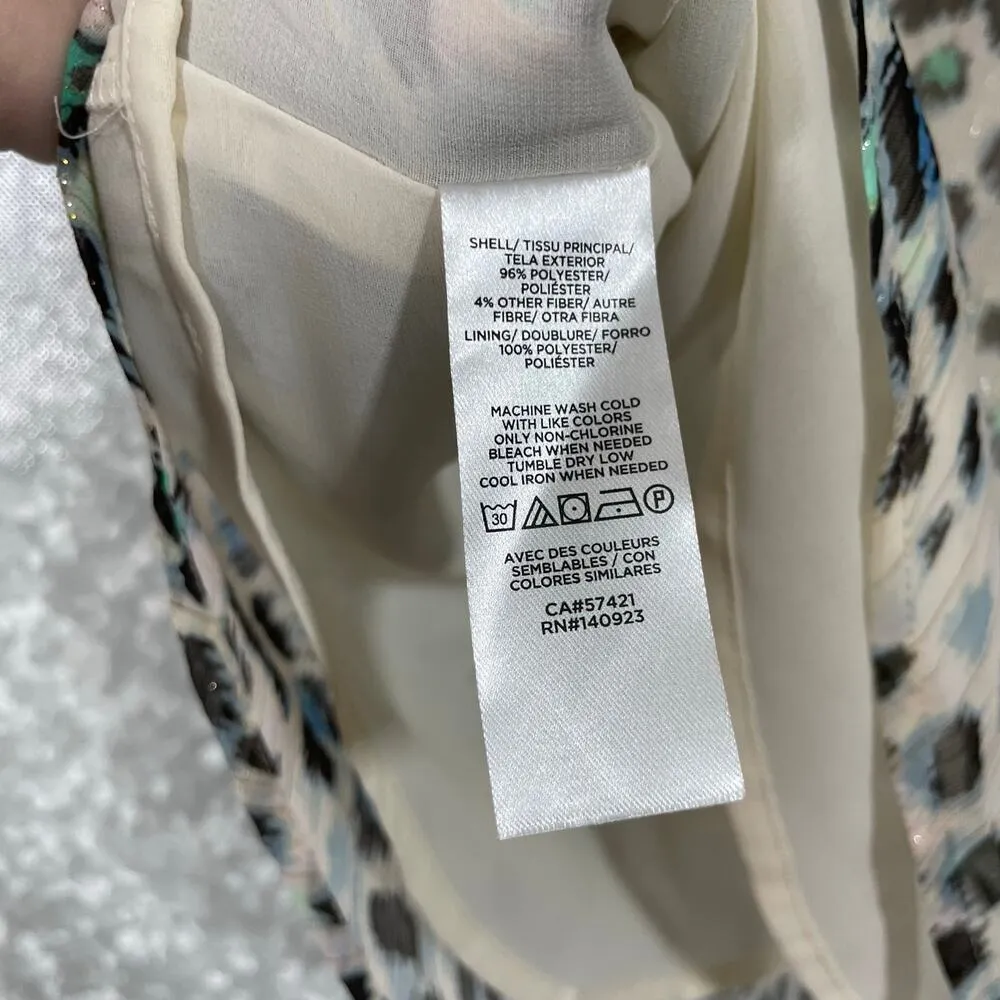 Ann Taylor LOFT Women's Indie Boho Leopard Print Top - Size Medium - Metallic - Image 5