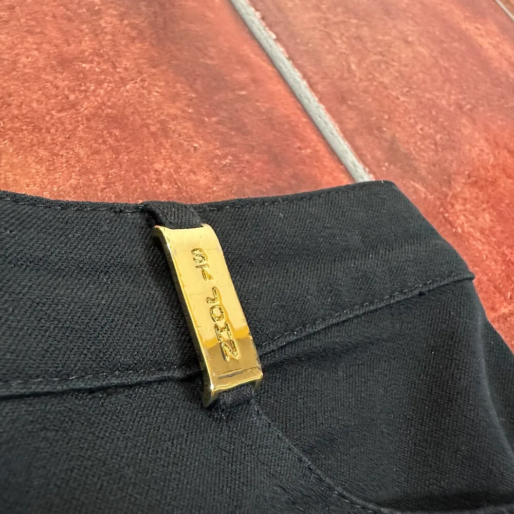 St John Black Straight Leg Classic Dress Pants w/ Gold Accents Size 0 - Image 2