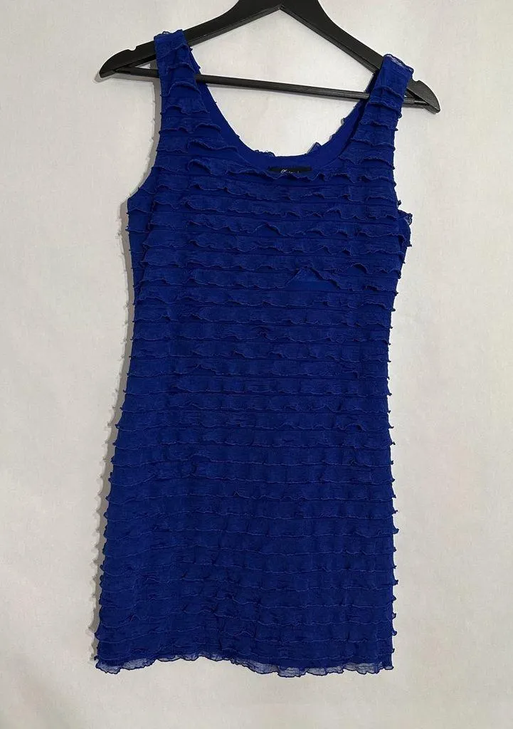 Forever 21 Blue Ruffle Layered Tank Dress Mini Y2K Size Medium Bodycon - Image 2