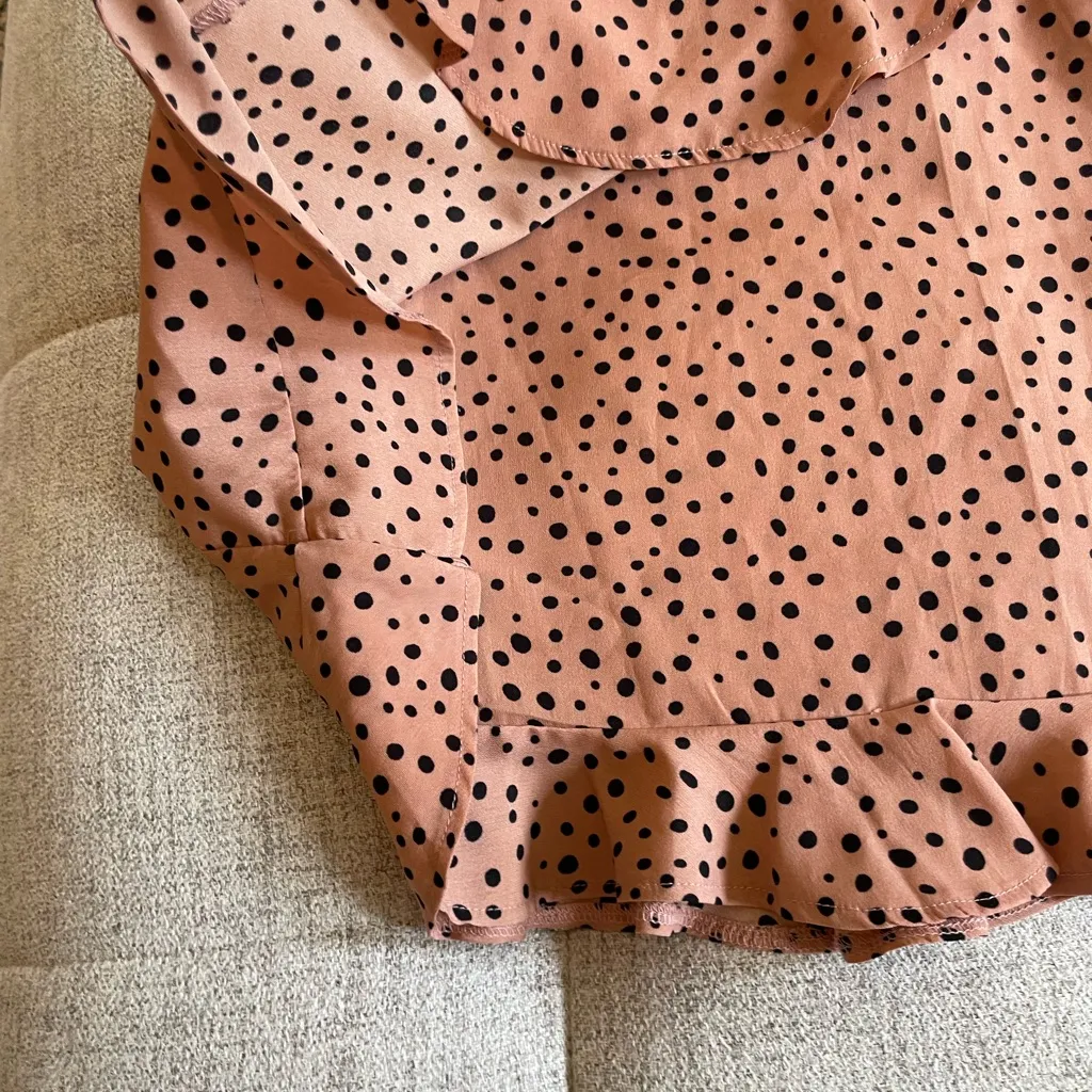 Nasty Gal Tan & Black Satin Polka Dot Mini Skirt - Image 2