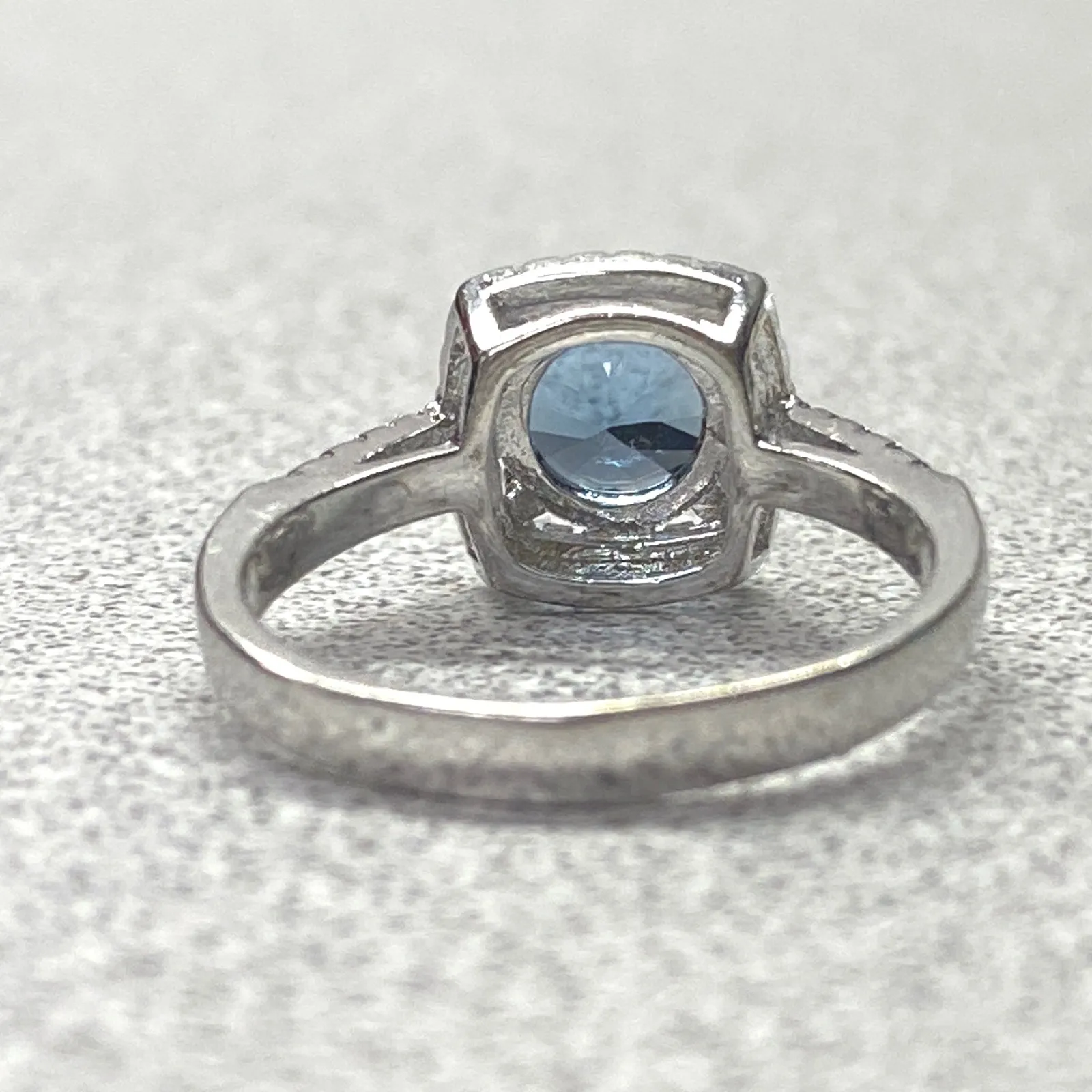 Sterling Silver Blue Topaz Cushion Cut Diamond Halo Ring Size 6 Anniversary Gift - Image 4