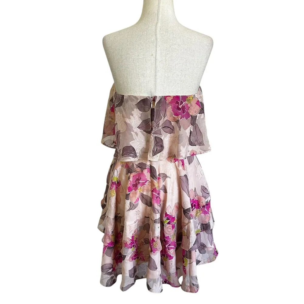 Lulus Pink Floral Lined Tiered A - Image 2