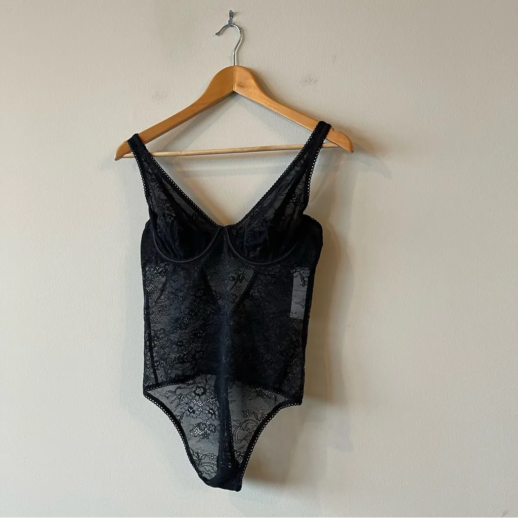 Abercrombie & Fitch Lace Thong Lingerie Black Sexy Bodysuit Medium NWT - Image 3