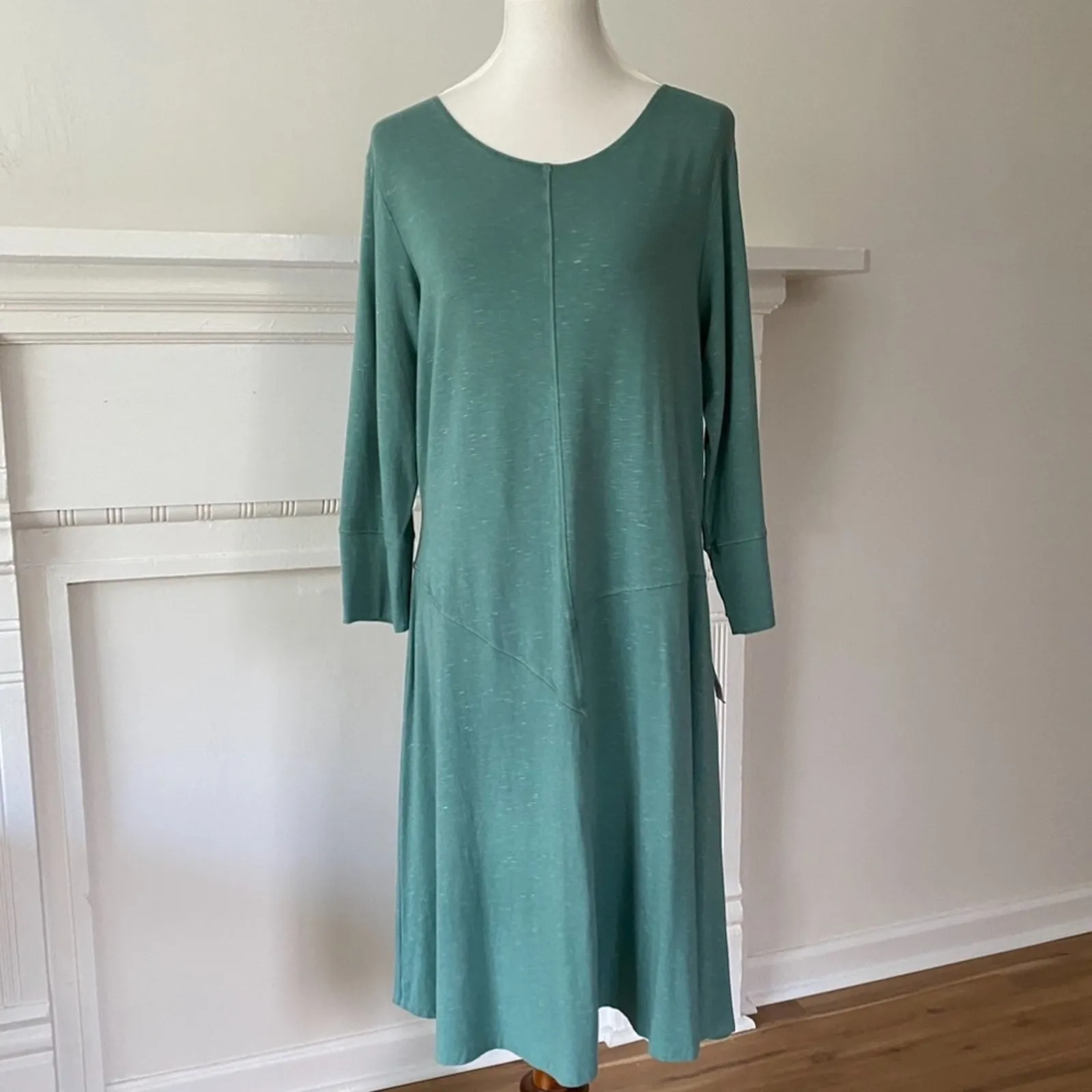 Blue Canoe Dress XL Stretch Minimalist Organic Cotton Blend Resort Simple USA Green - Image 9