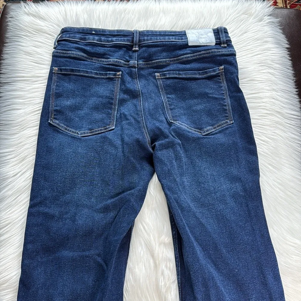 Zara Dark Wash High Rise Flare Jeans - Image 6