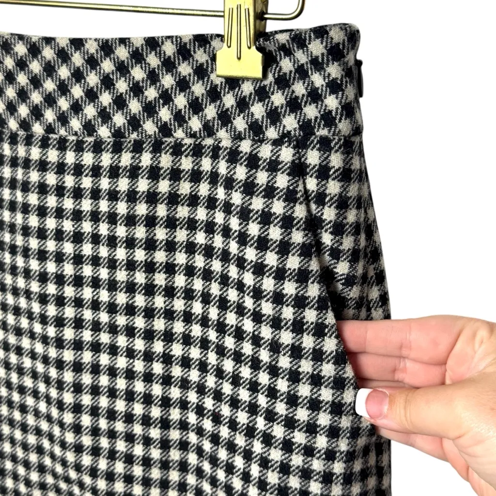 NEW Eddie Baeur Ivory Black Check Wool Blend Holiday Skirt Cozy Capsule Chic 6 - Image 4