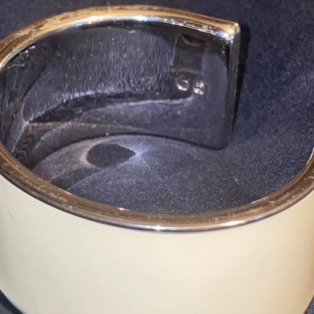 Wide Swarovski Beauty Silver Cream Crystal Bling Cuff Bracelet  Adjustable - Image 8