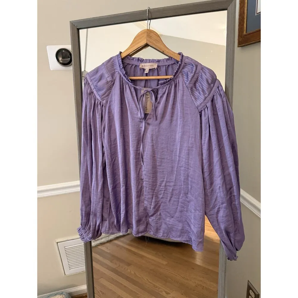 Phisique Purple Satin Blouse Size Small - Image 3