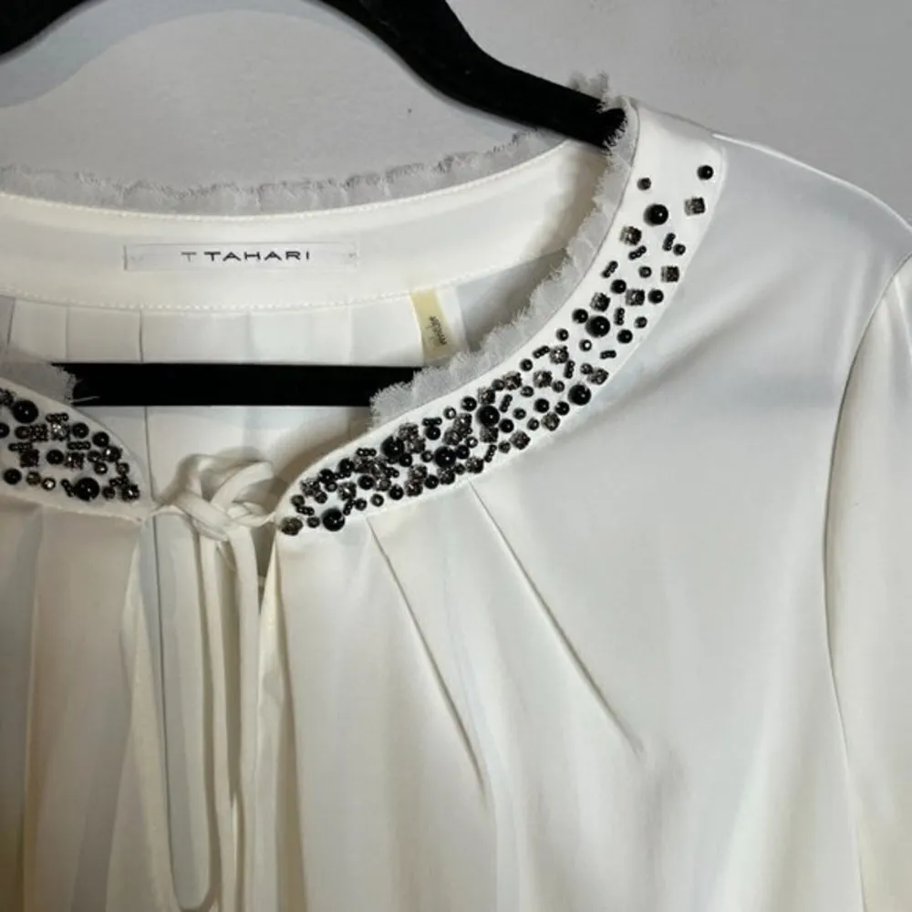 T Tahari 🌺 T. Tahari white embellished blouse - Image 2