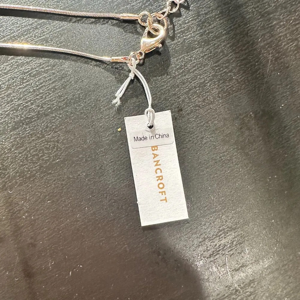 NEW NWT BANCROFT Long Rose Gold Color Stone & Bead Necklace Snake Chain - Image 6