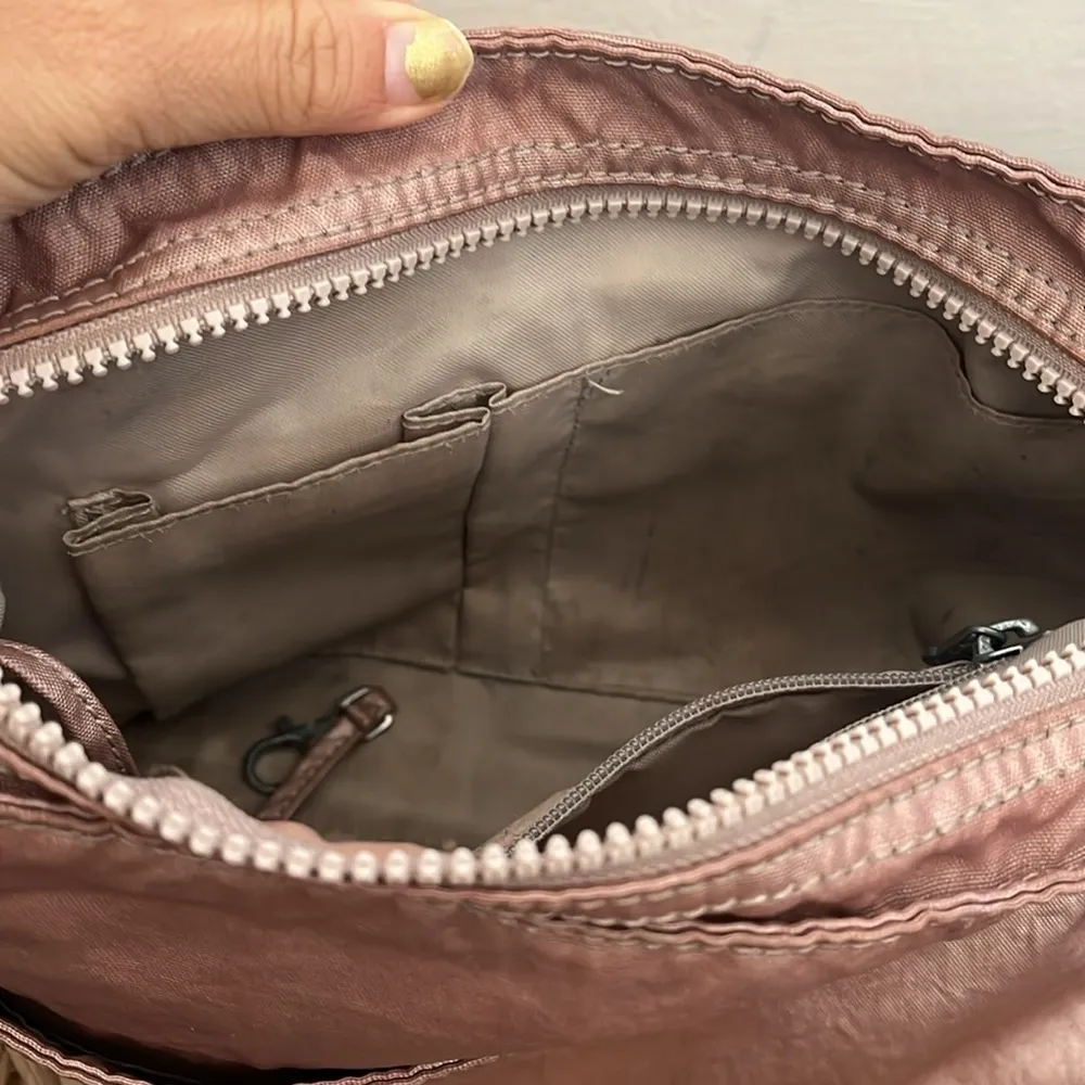 Kipling Angie Pink Satin Crossbody zippered tote satchel with gorilla purse - Image 10