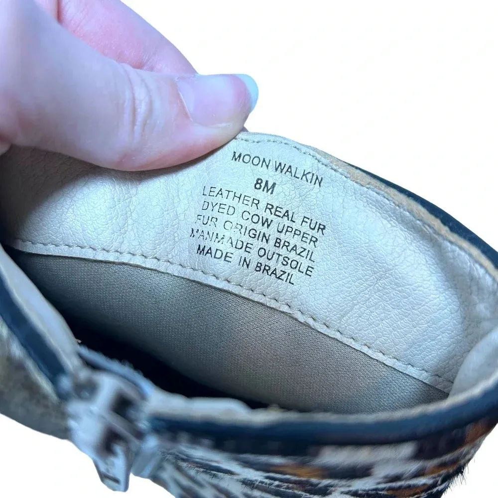 Matisse Moon Walkin‎ Boots Beige Cowhair Leopard Print Heeled Size 8 Brown - Image 7