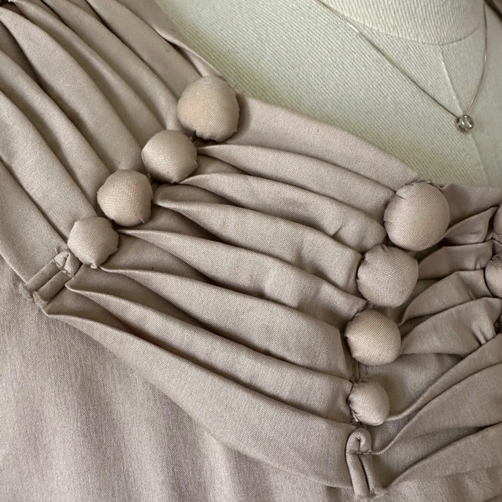 Chetta B Tan Pleated Midi Dress (895) - Image 8