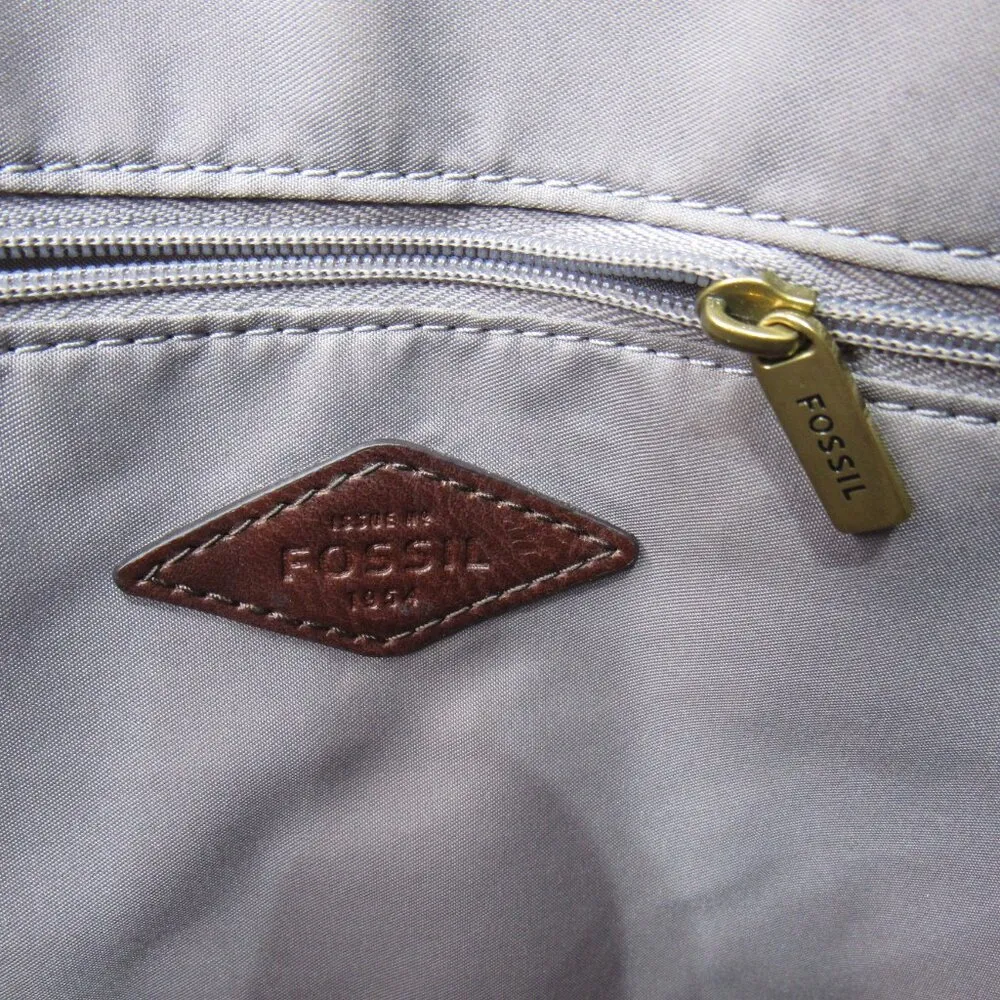 Croco Felicity Brown Leather Tote Shoulder Bag Work Travel Front Pocket - Image 10