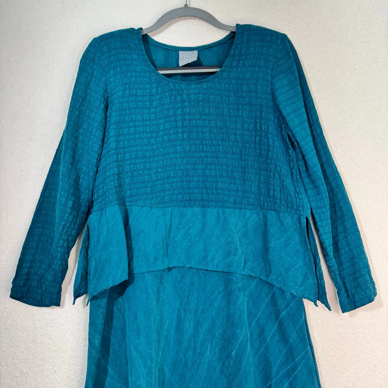 Rabbit Designs Teal Green Blouse & Tank Rayon Dress 2 Pc Set 6 Petite VTG MOB Size 6P - Image 4