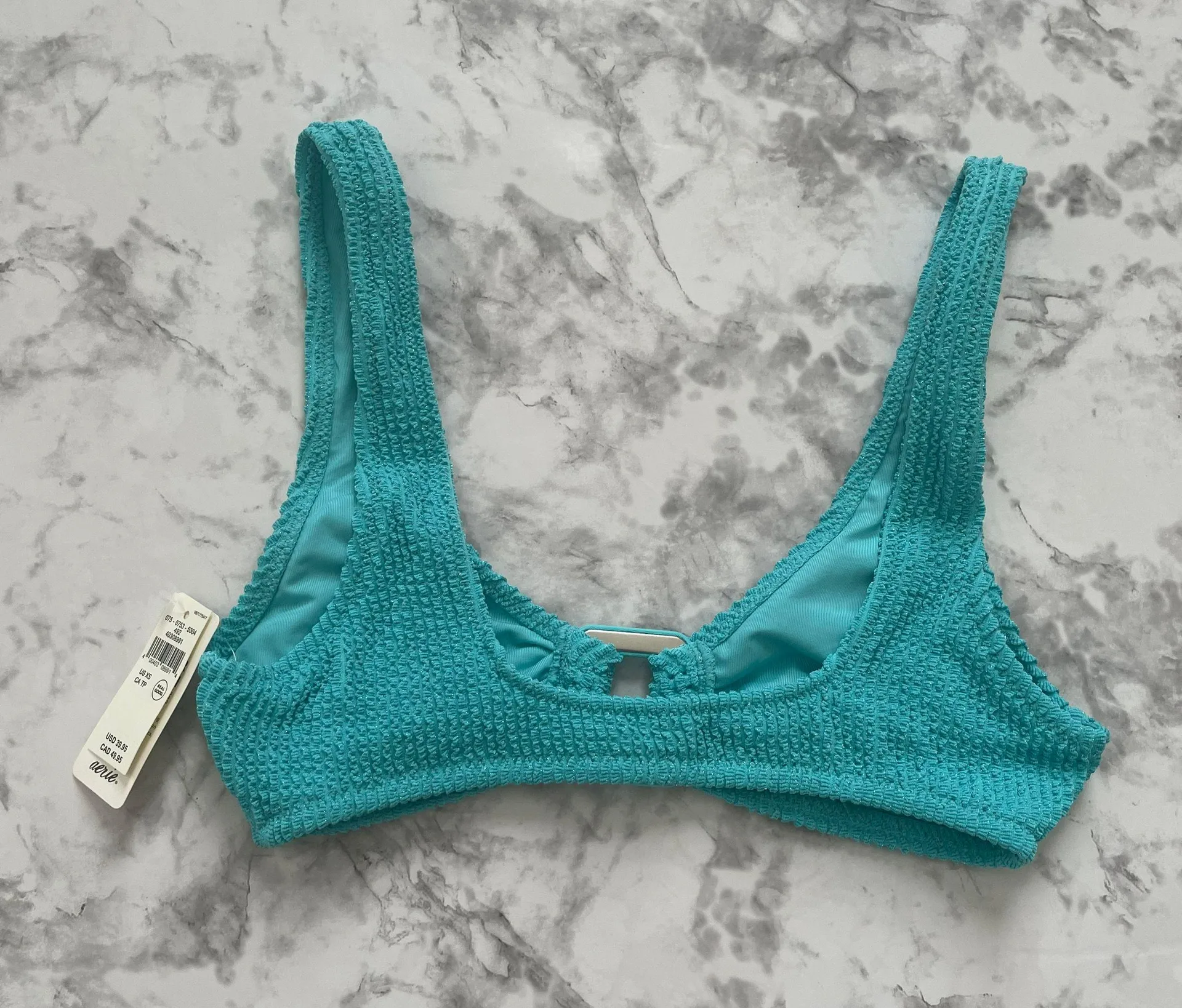 Turquoise Scoop neck bikini top NWT. Size XS. - Image 2