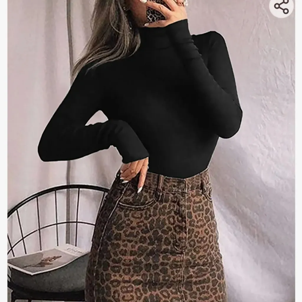 Women's mock turtle neck long sleeve bodysuit jumpsuit size large black … - Image 3