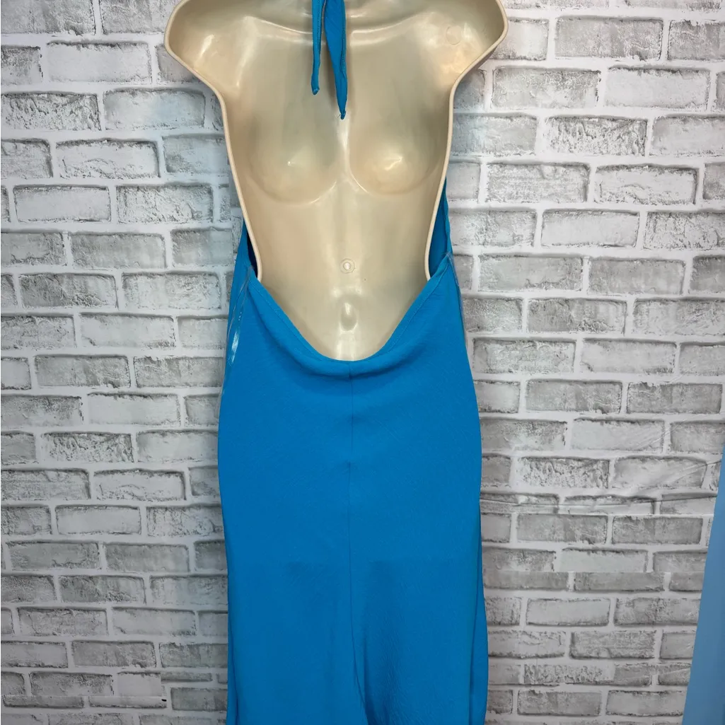 NWT See You Monday Blue Y2K Halter Backless Dress Midi Women's Small - Image 5