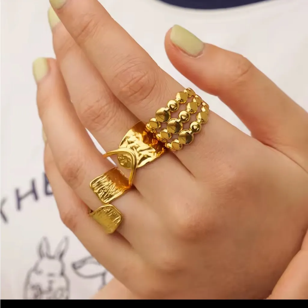 Yellow Gold Unique Adjustable‎ Cuff Ring | 925 Sterling Silver - Image 12