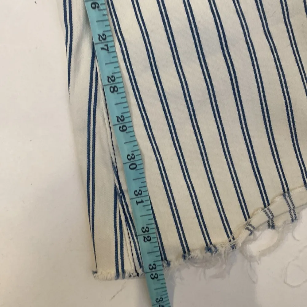 Judy Blue Los Angeles Super Flared Striped Denim Jeans Raw Hem EUC Sz 14 Cotton - Image 13