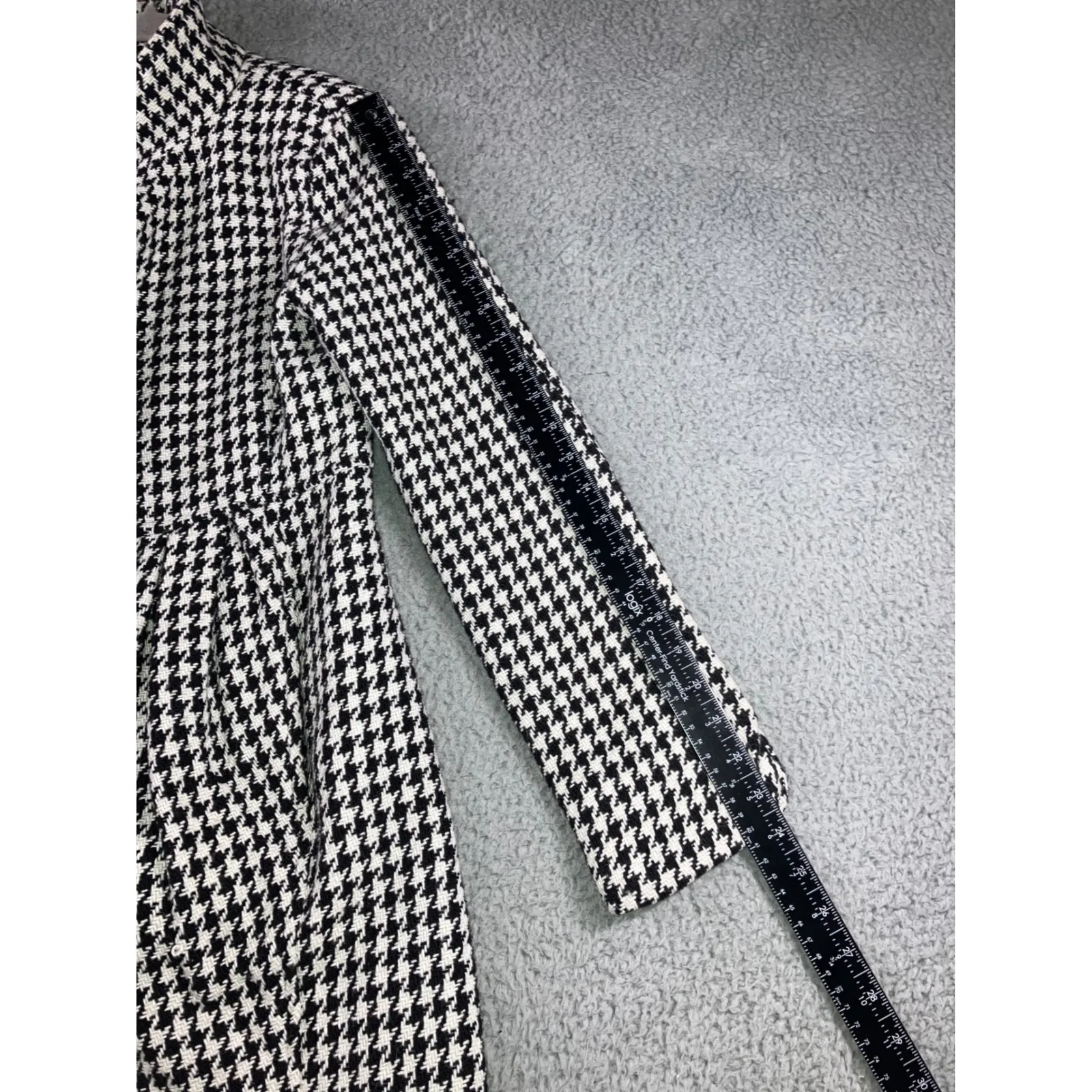 Vintage‎ Bitten Sarah Jessica Parker PeaCoat Women Medium Houndstooth Wool Blend Black - Image 4