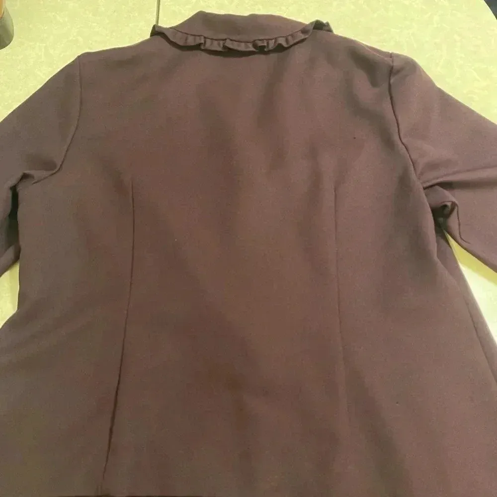 Plus Size Women’s Blazer Jacket Purple Eggplant Fabric Buttons Fully Lined Sz 18 - Image 4