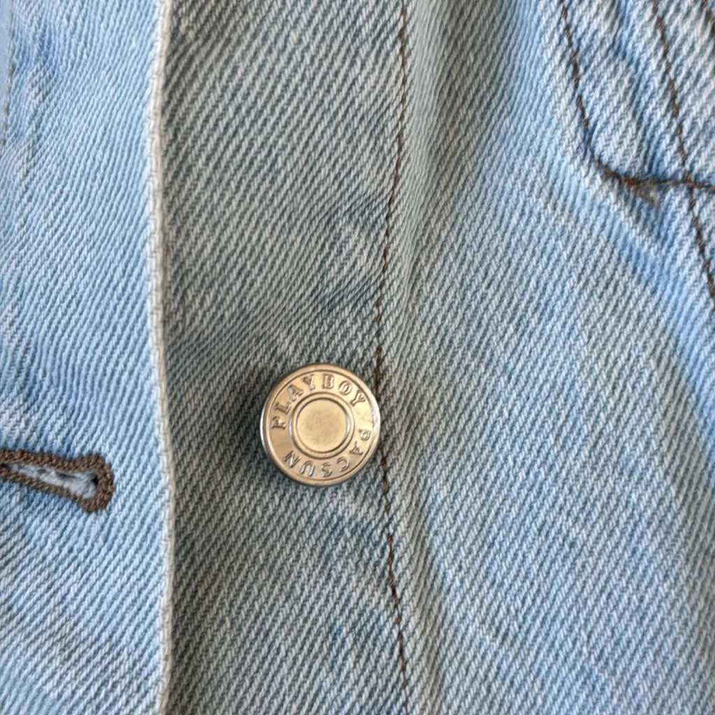 PLAYBOY x PacSun Cropped Frayed Hem Denim Jacket SIZE M/L - Image 6