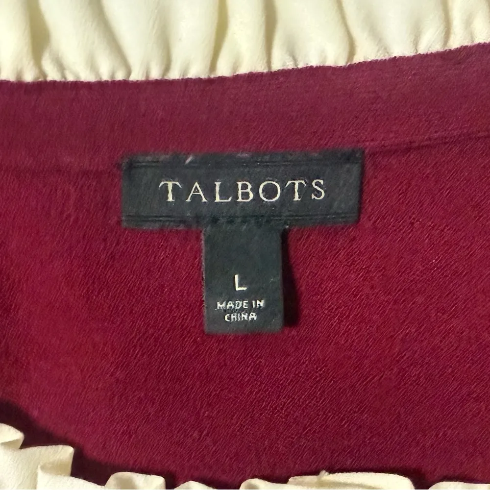 Talbots Burgundy Buttoned Bib Collar Sweater - Image 6