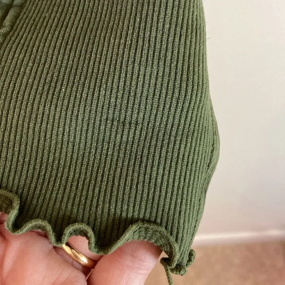 Slightly‎ flawed- Daily Practice by Anthropologie Frill High Rise Leggings Olive - Image 6