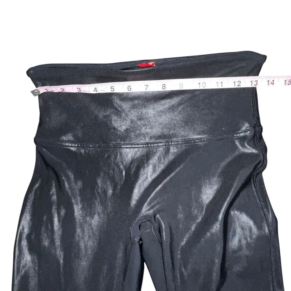 Spanx Women Black Faux Leather Tummy Control Shapewear Pull On Leggings Large LT - Image 5