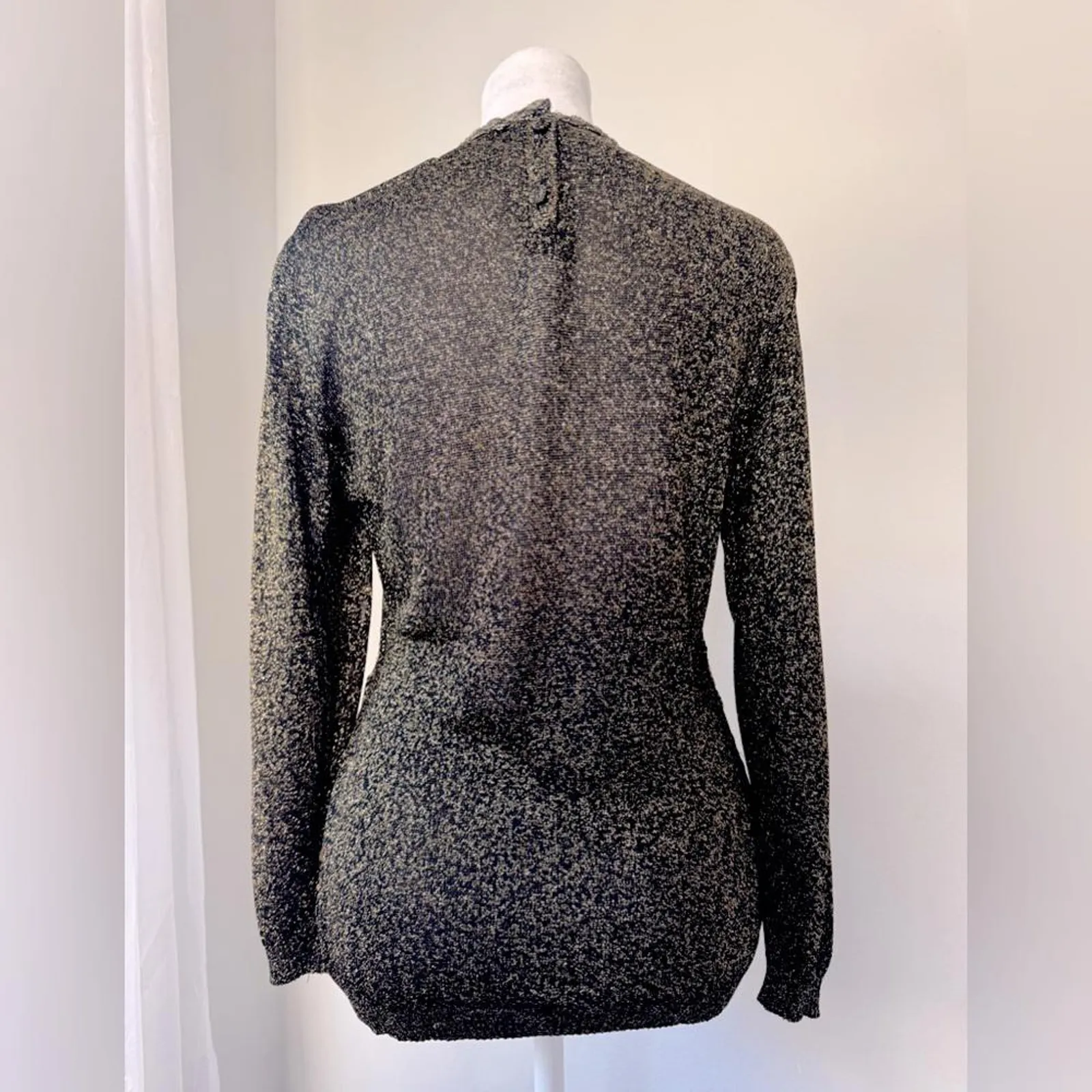 Giusi Slaviero Black & Gold Sequined Evening Sweater Made in Italy Size XS - Image 5