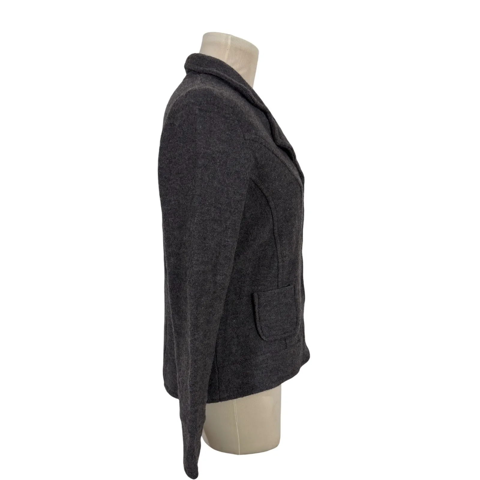 HARVE BENARD Womens Dark Gray Wool Blazer Jacket Petite M Winter Classic Cold - Image 3
