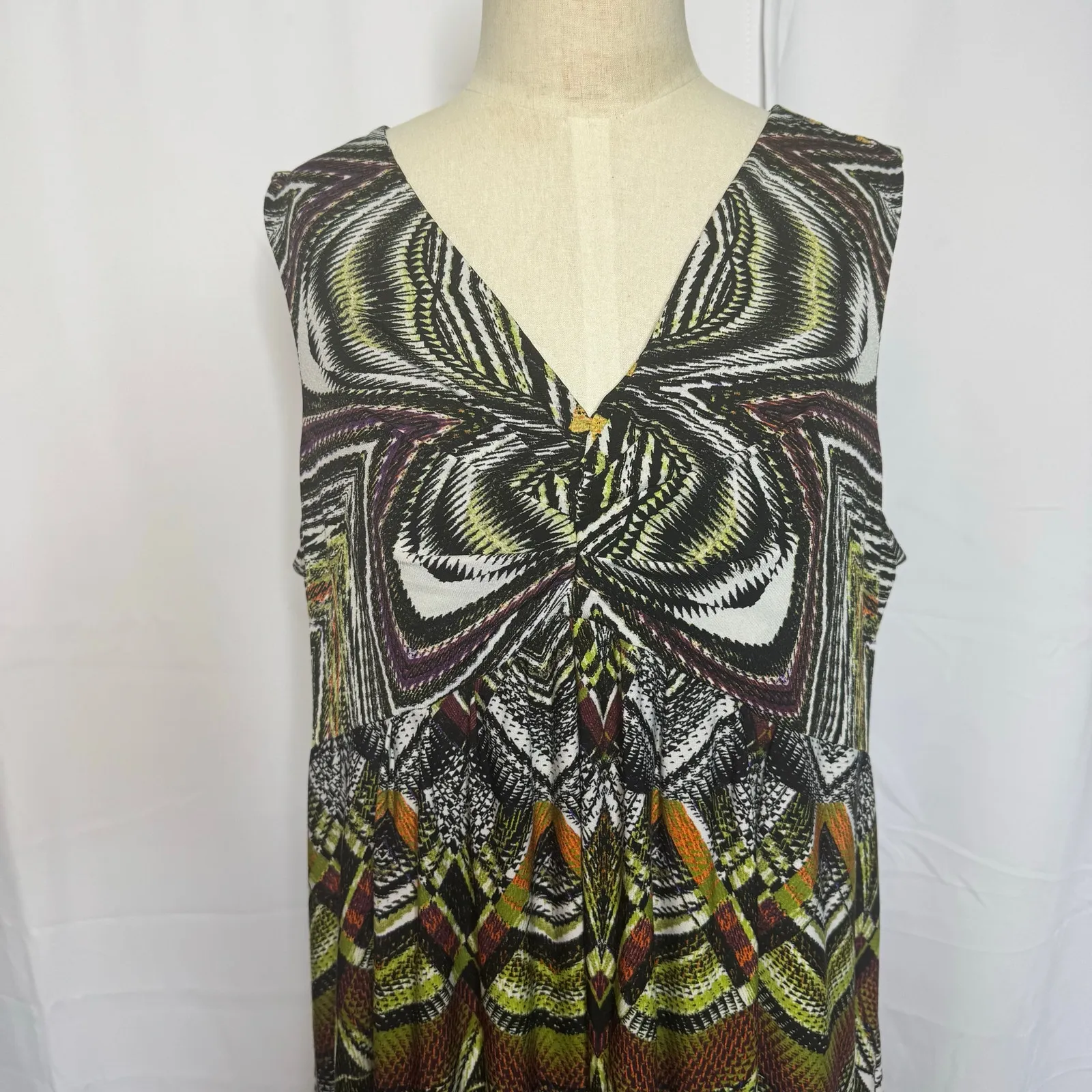 Chico's Size 3/XL Tribal Chevron Print Sleeveless Twist-Front Maxi Dress - Image 3