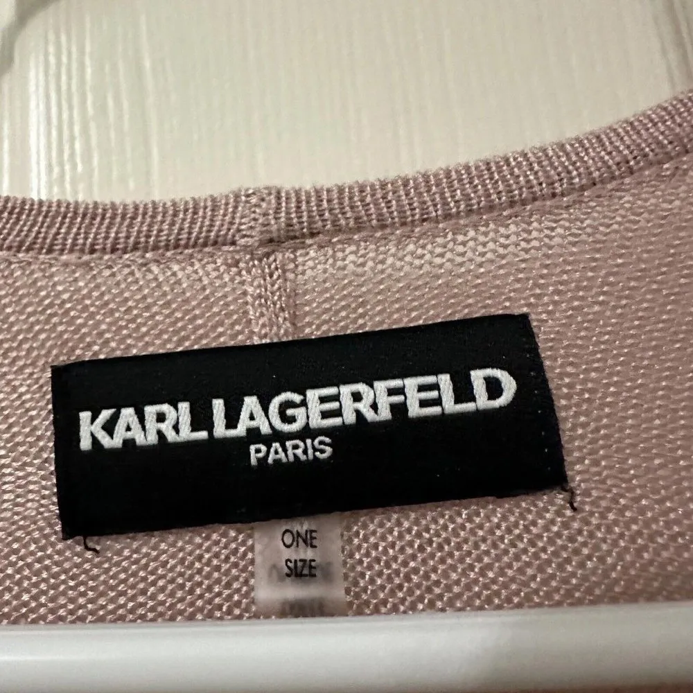 Karl Lagerfeld  Pearl Trim Pink Open Shawl Wrap Rayon - Image 2