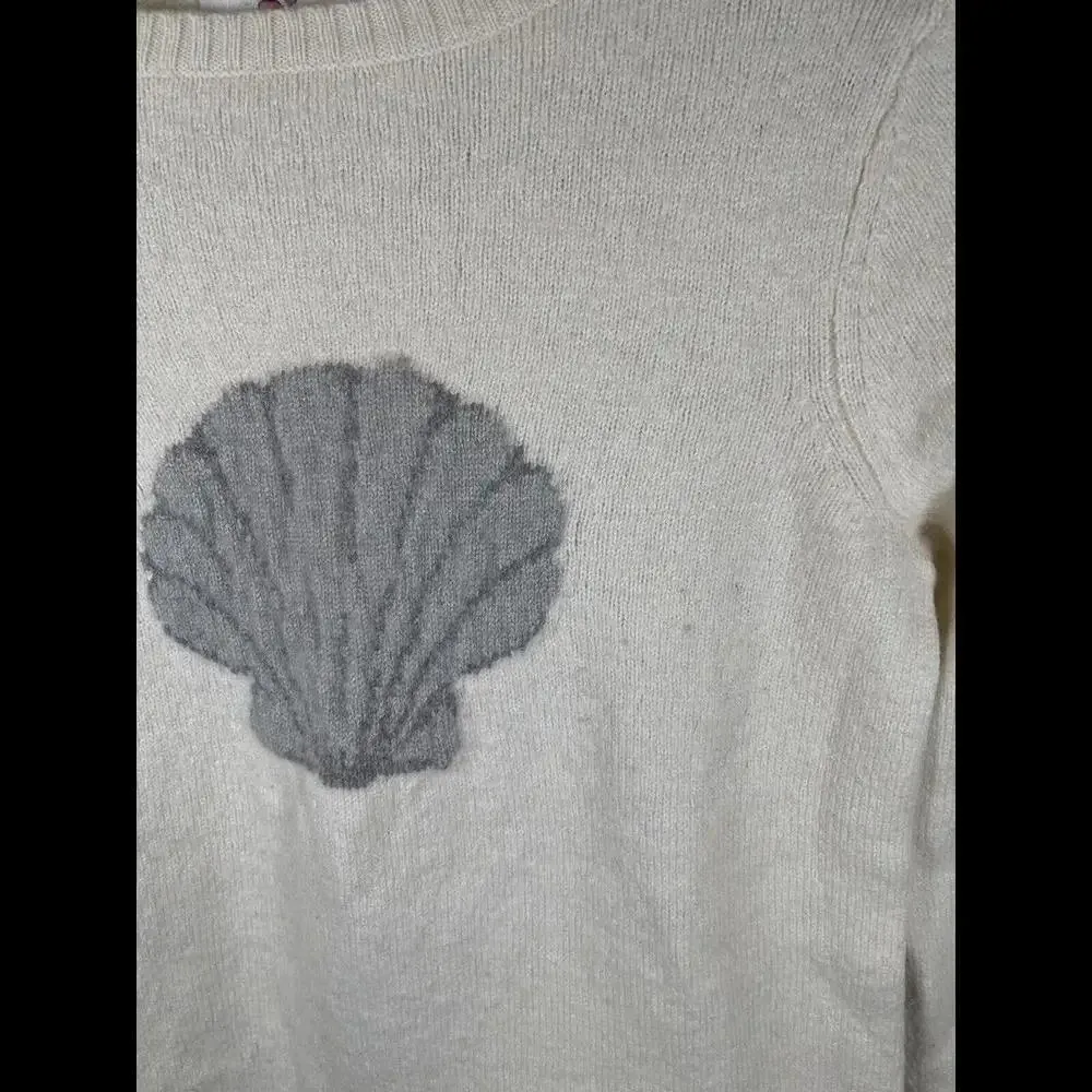 Vineyard Vines Cashmere Lambs Wool Sea Shell Sweater Angora Rabbit Cream Size XS - Image 3