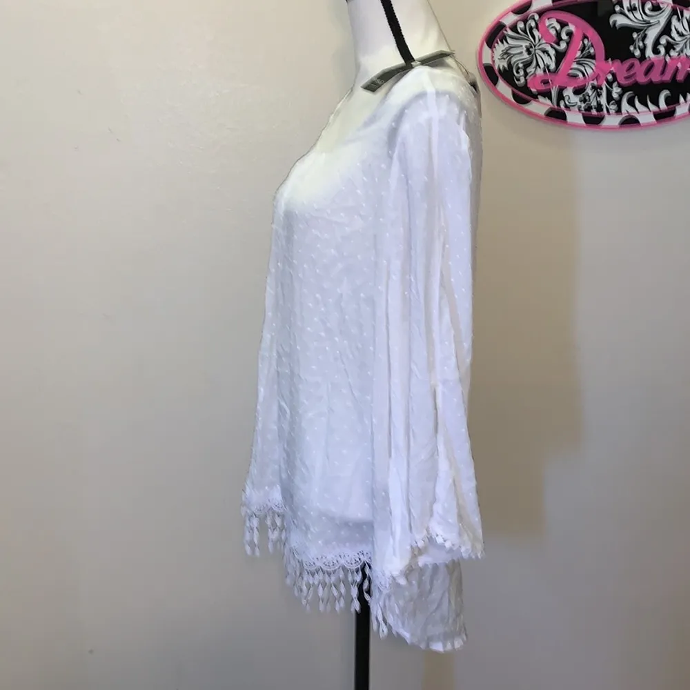 Unique spectrum NWT  white popcorn knit long sleeve blouse - Image 4