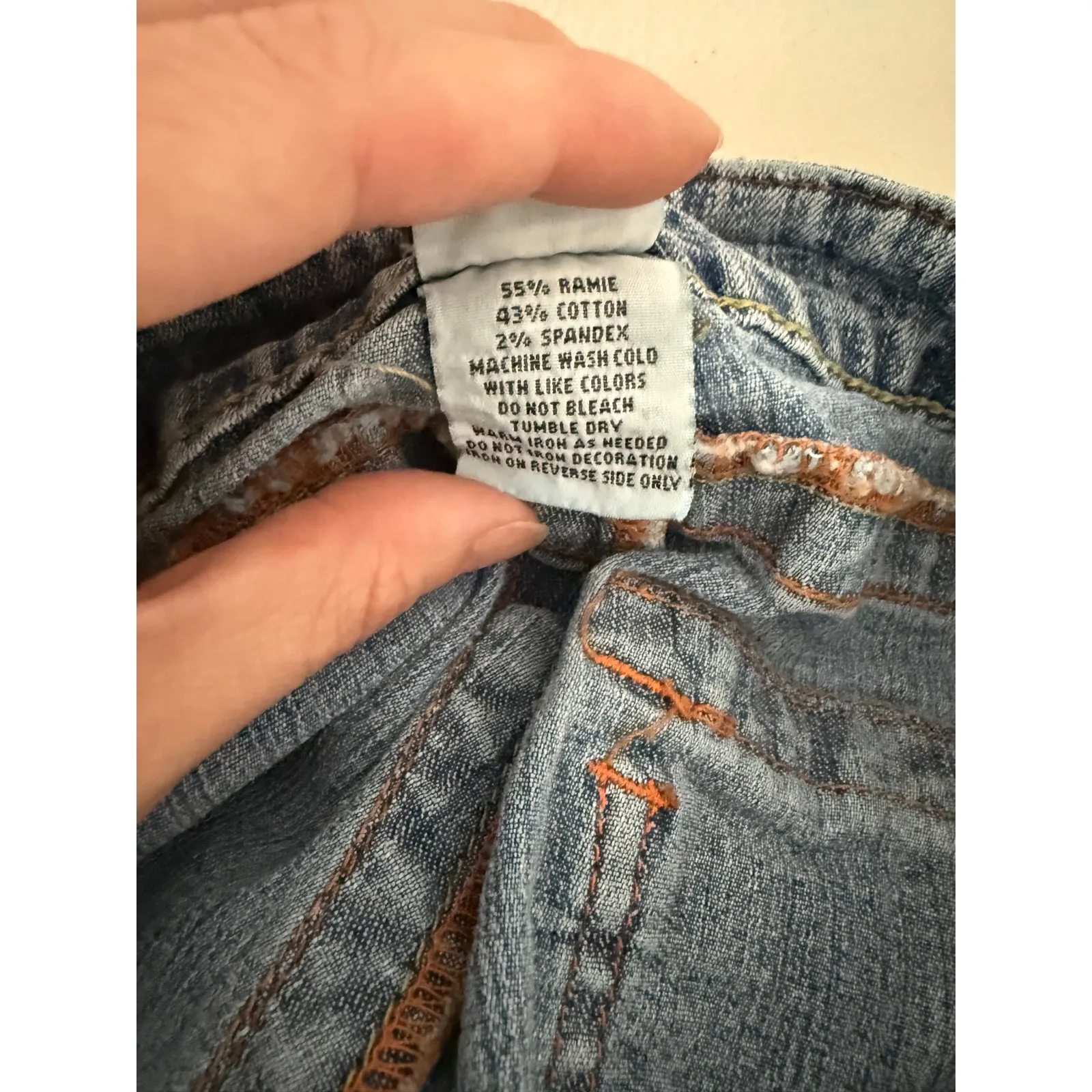 Cache  Women's Vintage 90s Bootcut Flare Light Wash Distressed Patchwork Jeans 6 - Image 5