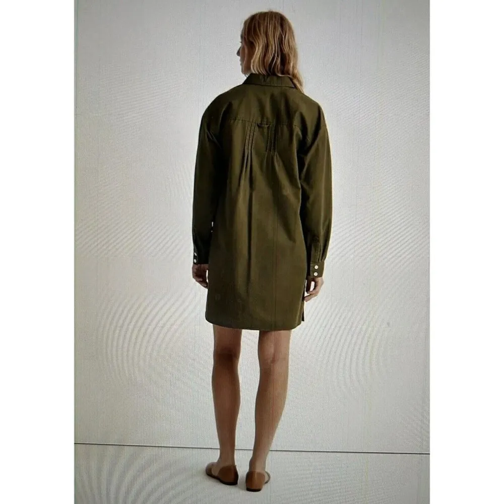 Madewell Long Sleeve Mini Shirtdress Loden Green Size S - Image 3