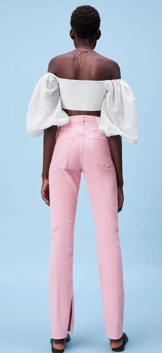 ZARA Split Flare Pink Pants - Image 2