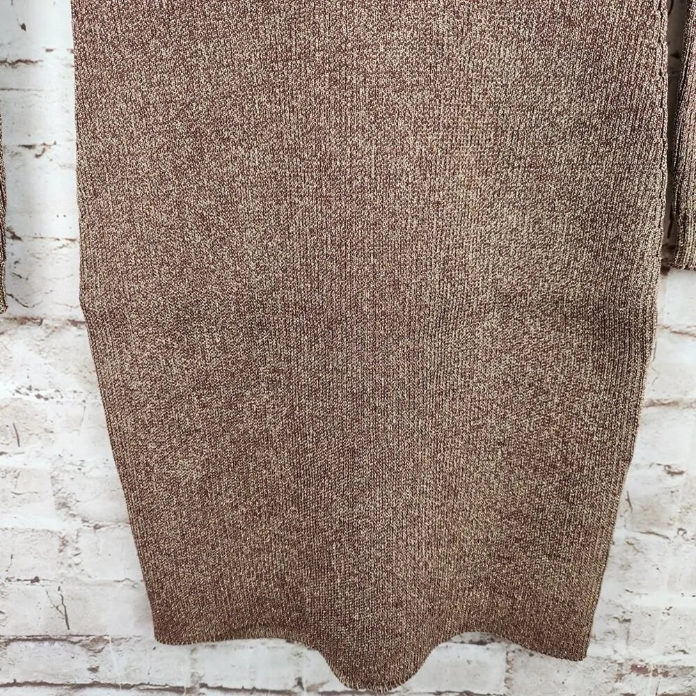 Retrofete Avenue Rib Knit Dress in Metallic Cognac Size XL Long Sleeve Mini NWOT - Image 6