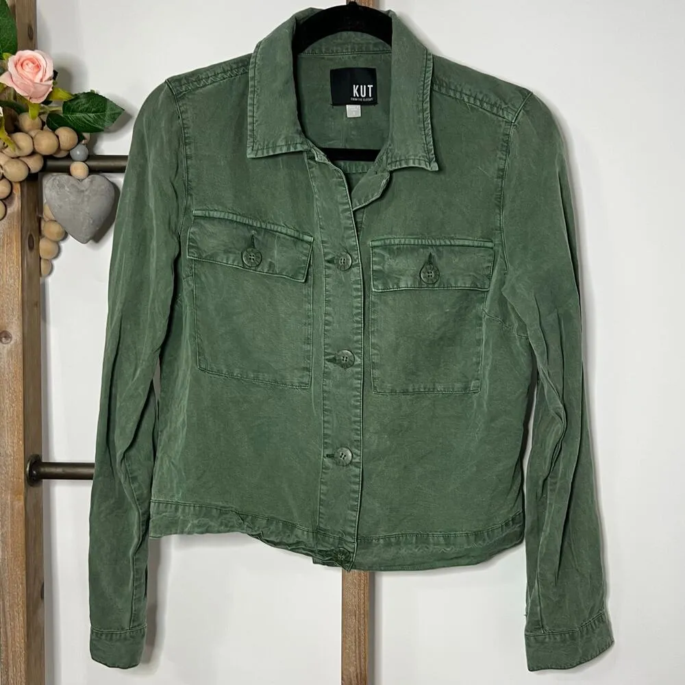 Kut from the Kloth Green Long Sleeve Super Soft 3 Button Jacket Size Small - Image 2
