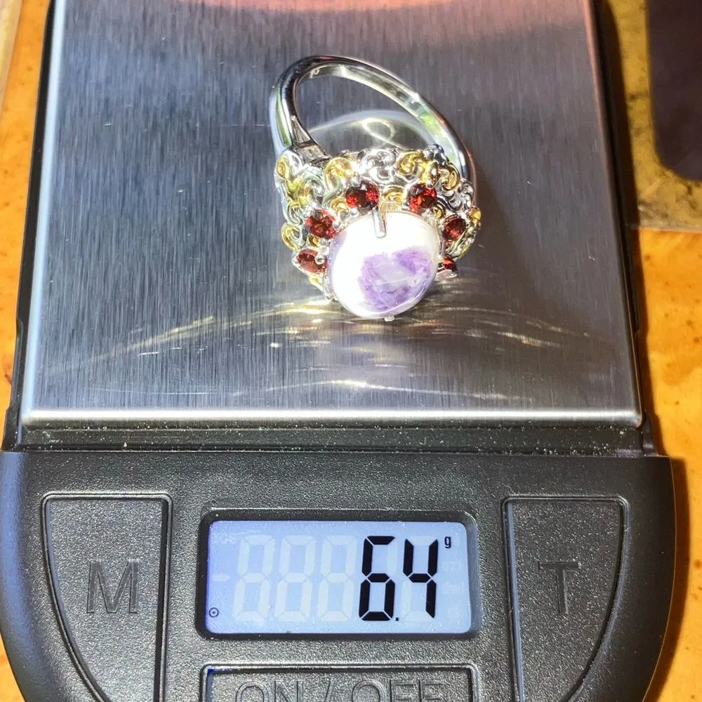 Utah Tiffany Stone Red Garnet Sterling Silver Cocktail Ring Size 9 Purple - Image 9