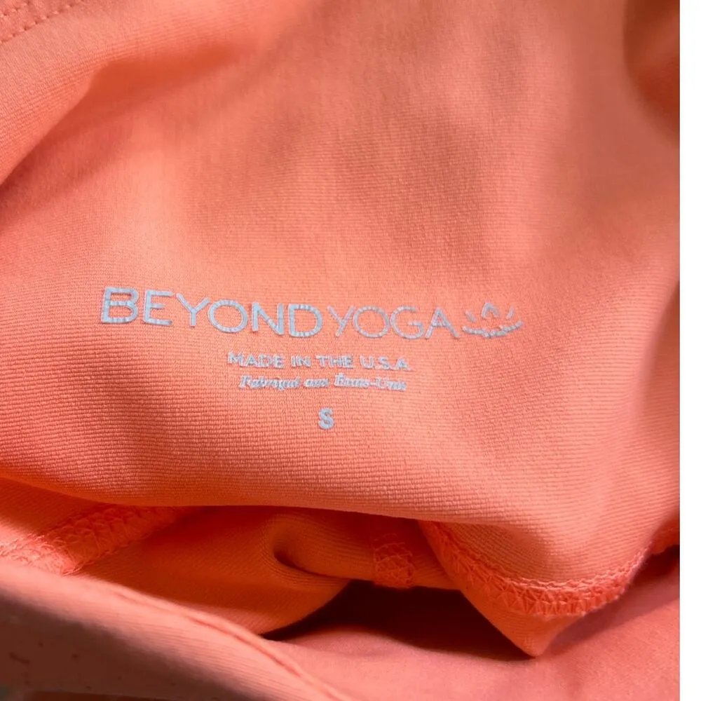 Beyond Yoga Peach Orange Metallic Textured Ankle Length Leggings - Image 3