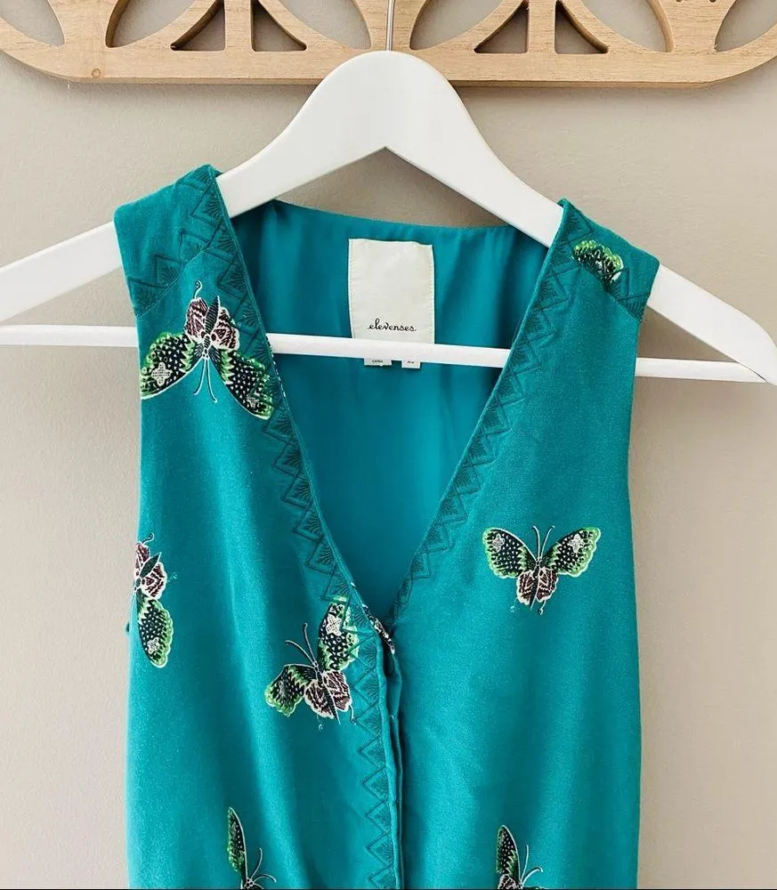 Elevenses By Anthro. Papillion Romper Green Sz XS - Image 6