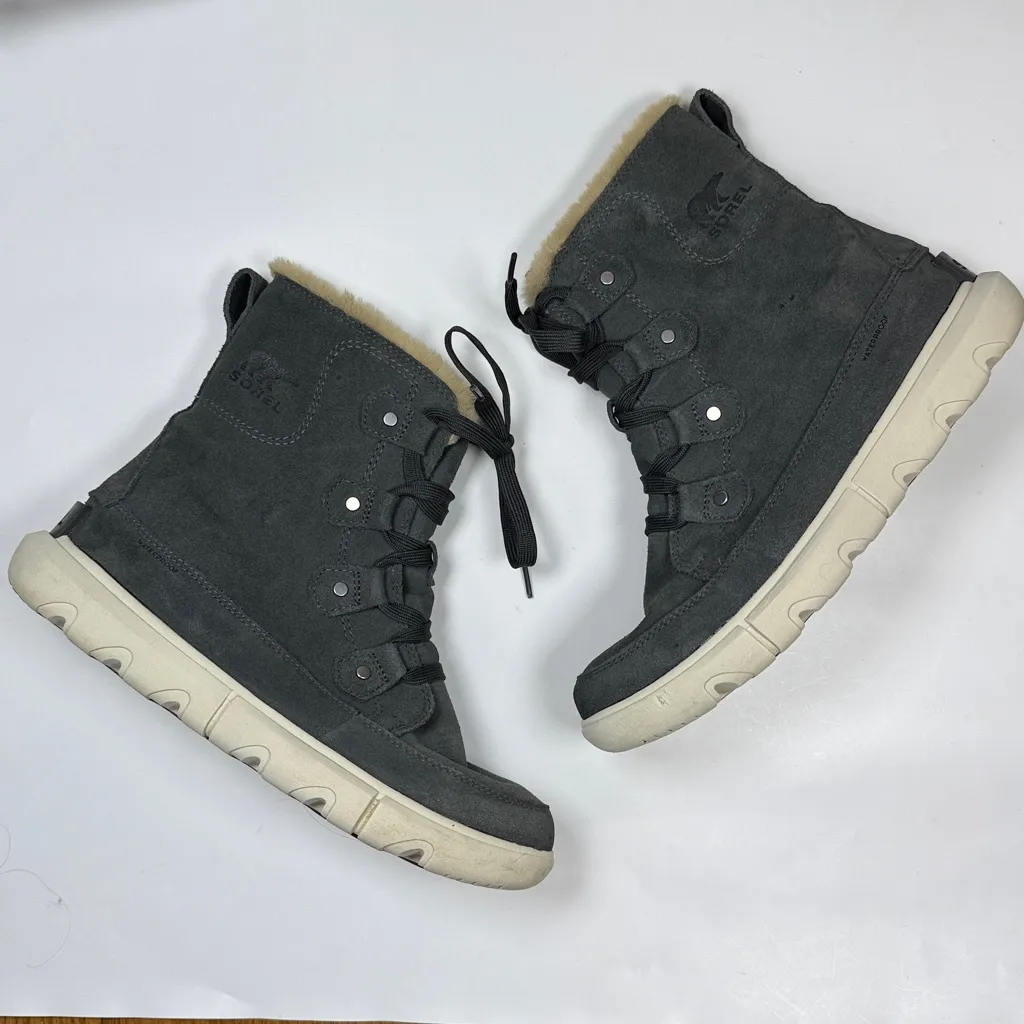 Sorel Womens Explorer Next Joan Lace-up Boot in Grill Fawn Gray S-467 Sz 8.5 - Image 3
