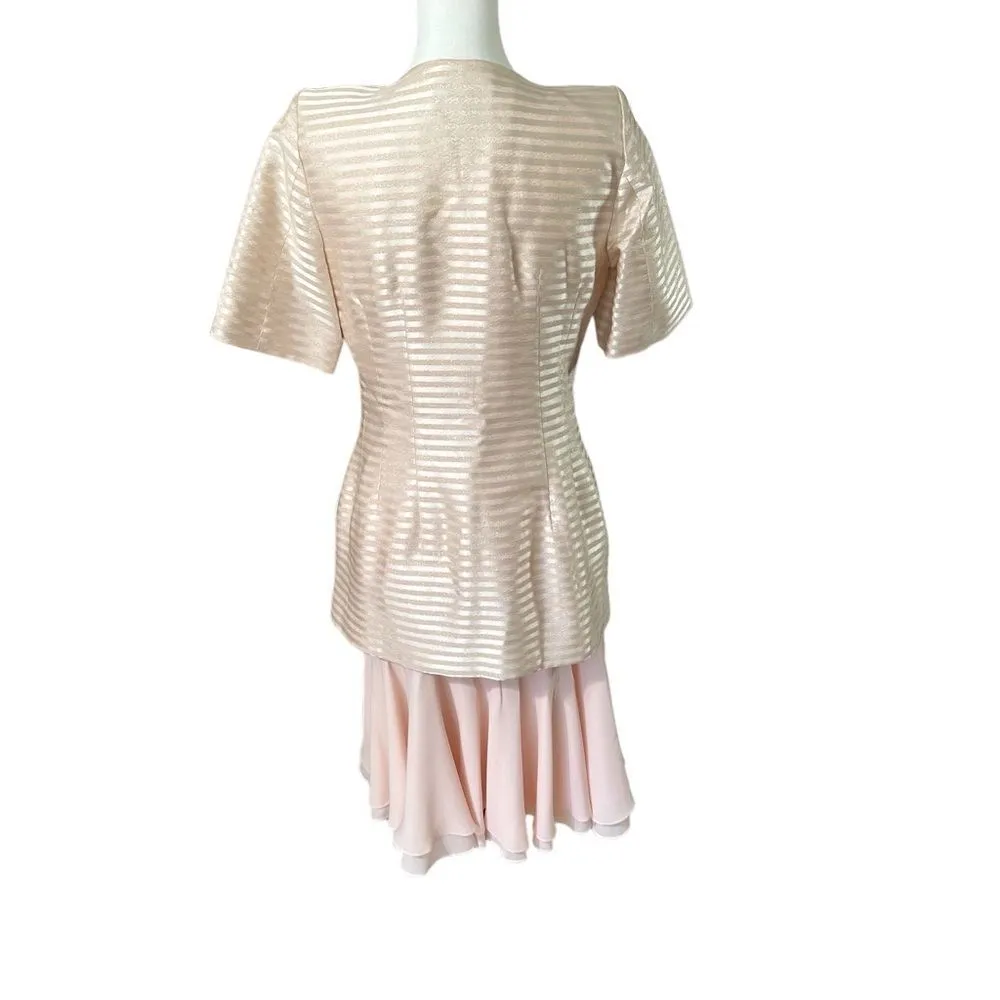 Vintage DEBORAH BOHANDY Evening Elite Pink Metallic Skirt and Jacket Suit Sz 8 - Image 7