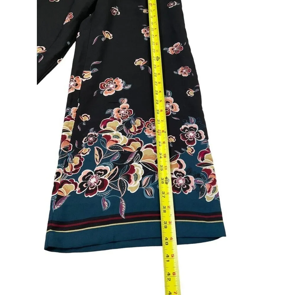 Maurices Women Size Small Black Floral Pants Comfy Wide Leg 28-195 - Image 6