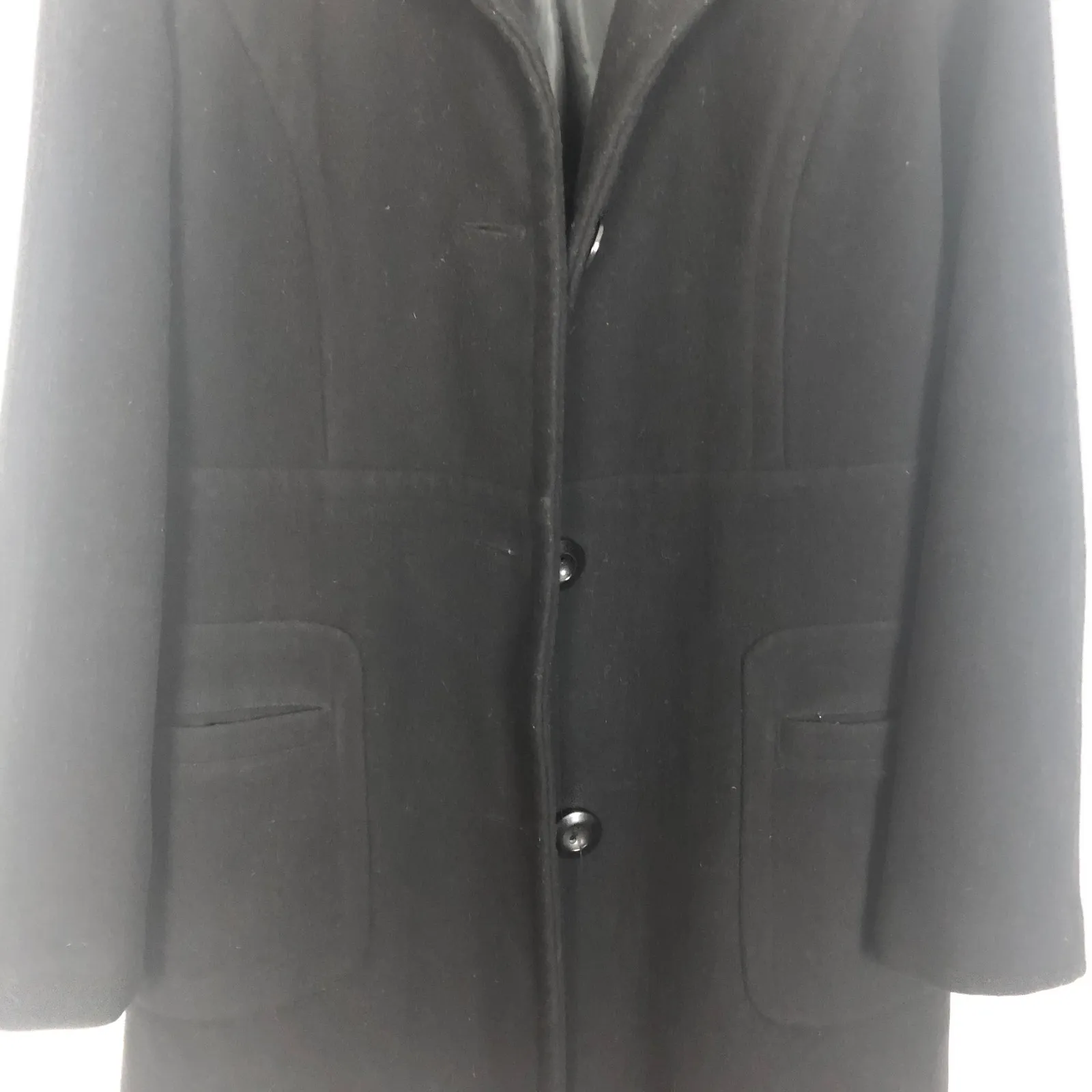 Braetan Womens Long Old Money Wool Pea Coat Large Formal Professional Outdoors Black - Image 4