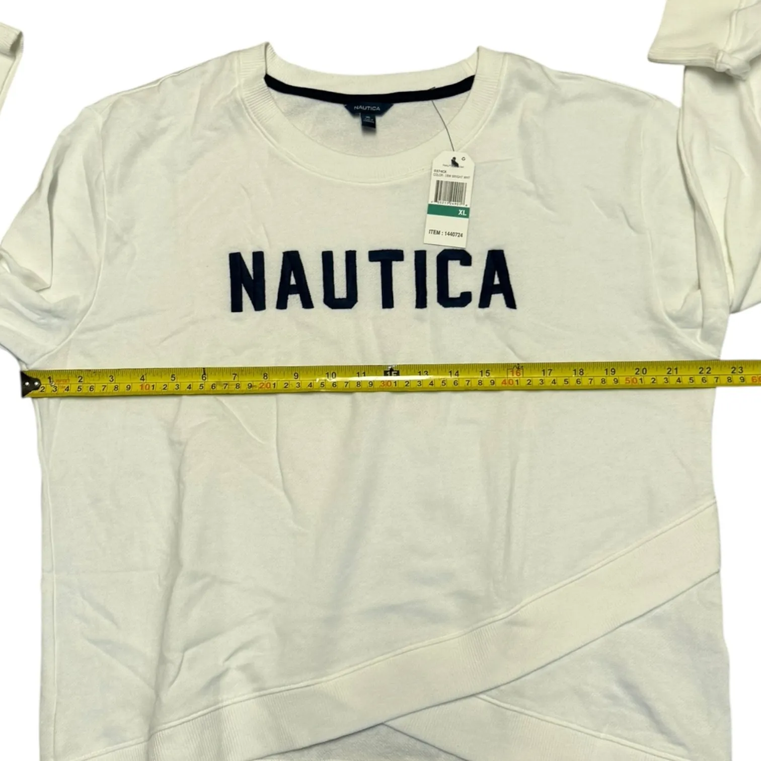 Nautica White Long Sleeve Crossover Hem Sweatshirt Size XL - Image 3